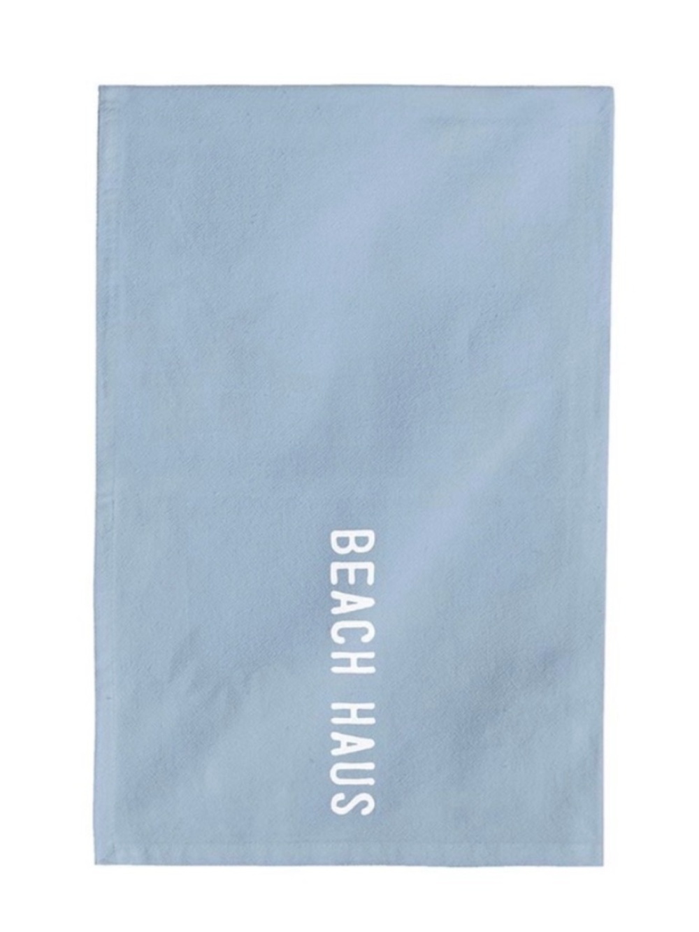 Face to Face Beach Haus Tea Towel.  Color: Light Blue w/White Print - New